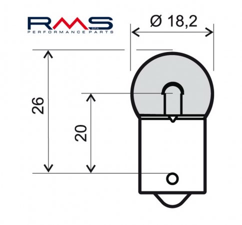 Bec RMS 246510225 12V 5W, R5W BA15S Alb