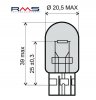 Bec RMS 246510445 12V 21/5W, T20 portocaliu