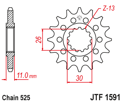 Pinion fata JT JTF 1591-16 16T, 525